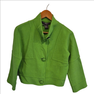 Per Se lime Green cropped jacket in wool size 6